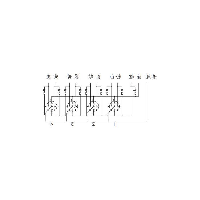 M12分线盒、双通道、NPN、4端口一体式、带LED、PUR柔性电缆、黑色护套、24N481-XXX